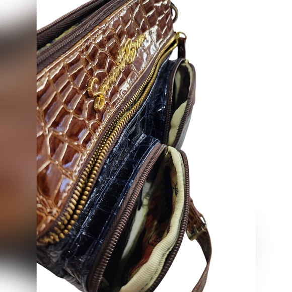 Samantha Brown Blue & Brown Croc Embossed Crossbody Purse - Picture 7 of 7